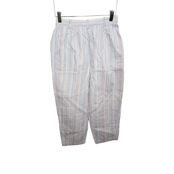 Vintage 80s White Stag Pants Womens Size S White Striped Pleated Mom - Picture 3 of 7